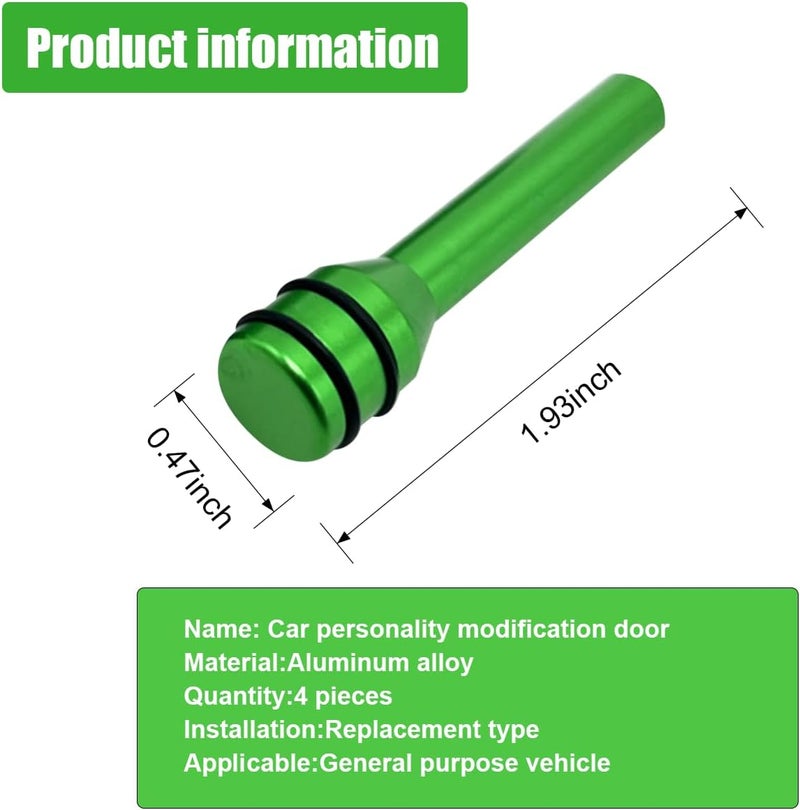 ZIMISI 4PCS Car Door Lock Knobs, 1.93" x 0.47" Safety Door Lock Cover, Aluminum Alloy Car Inner Door Pull Pins Replacement, Door Lift Bolt Decorative Accessory for Cars, SUVs, Trucks (Green) - Image 2